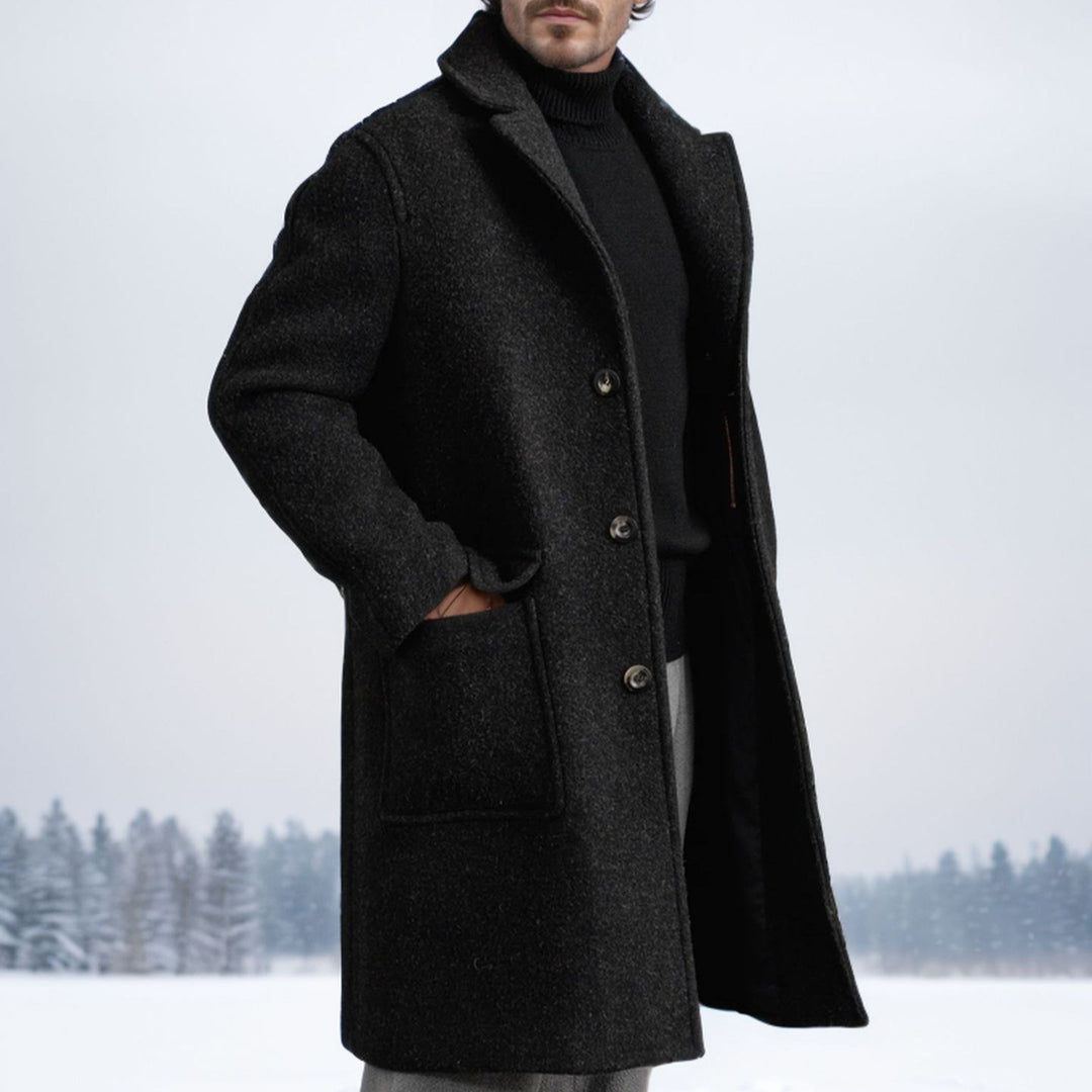 Herren eleganter und wärmer Wintermantel mit doppelter Knopfleiste und praktischen Taschen Drune