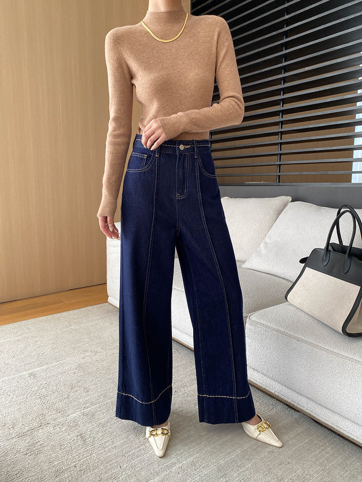 Damen Feinstrickpullover mit hohem Kragen und eleganter Passform Drune