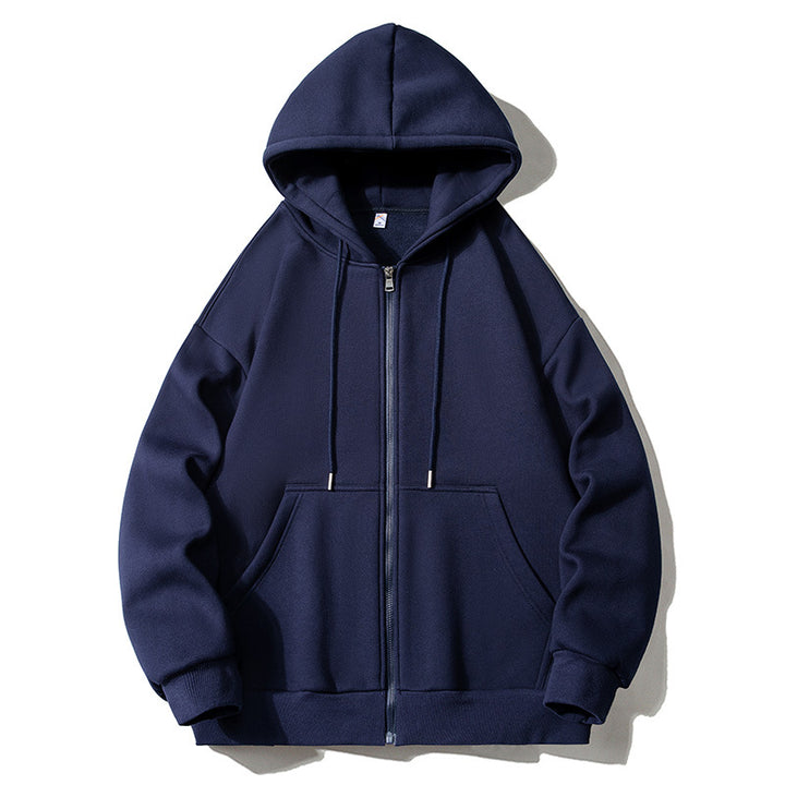 Herren Kapuzensweatjacke mit durchgehendem Reißverschluss, Oversize‑Schnitt und Raglanärmeln Drune