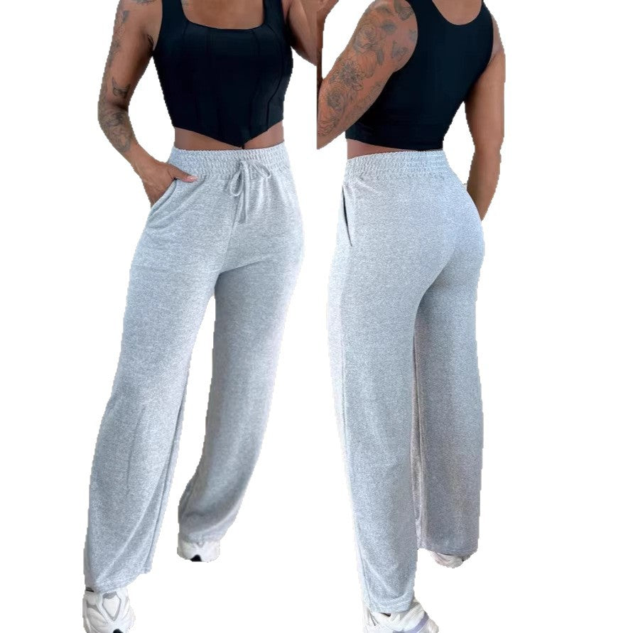 Damen bequeme und lässige Freizeithose mit elastischem Bund und seitlichen Taschen Drune