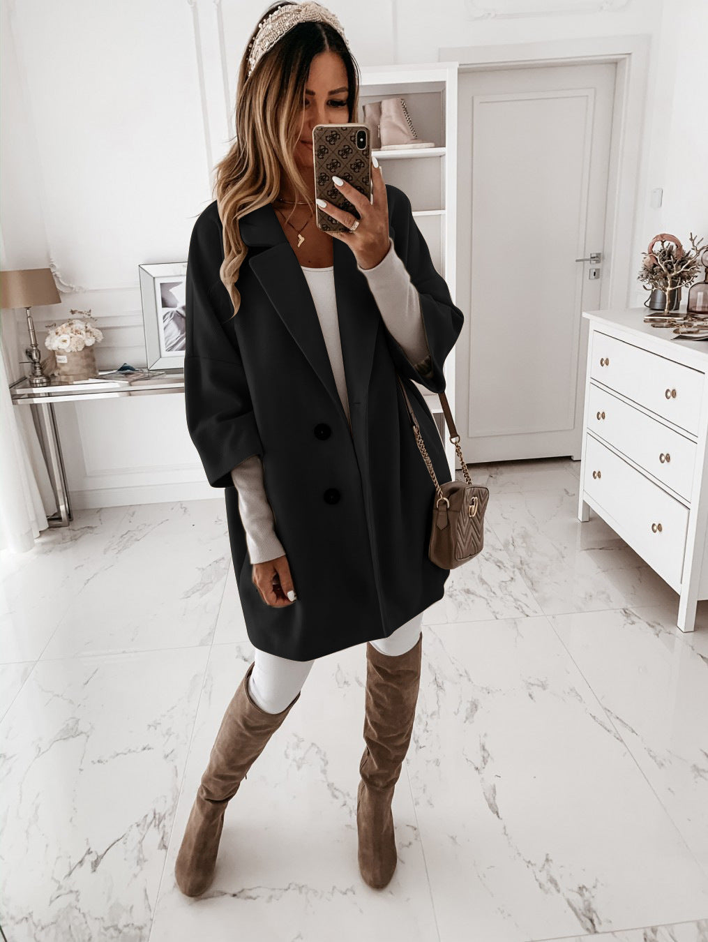 Damen Oversized Blazerjacke mit eleganten Knöpfen Drune
