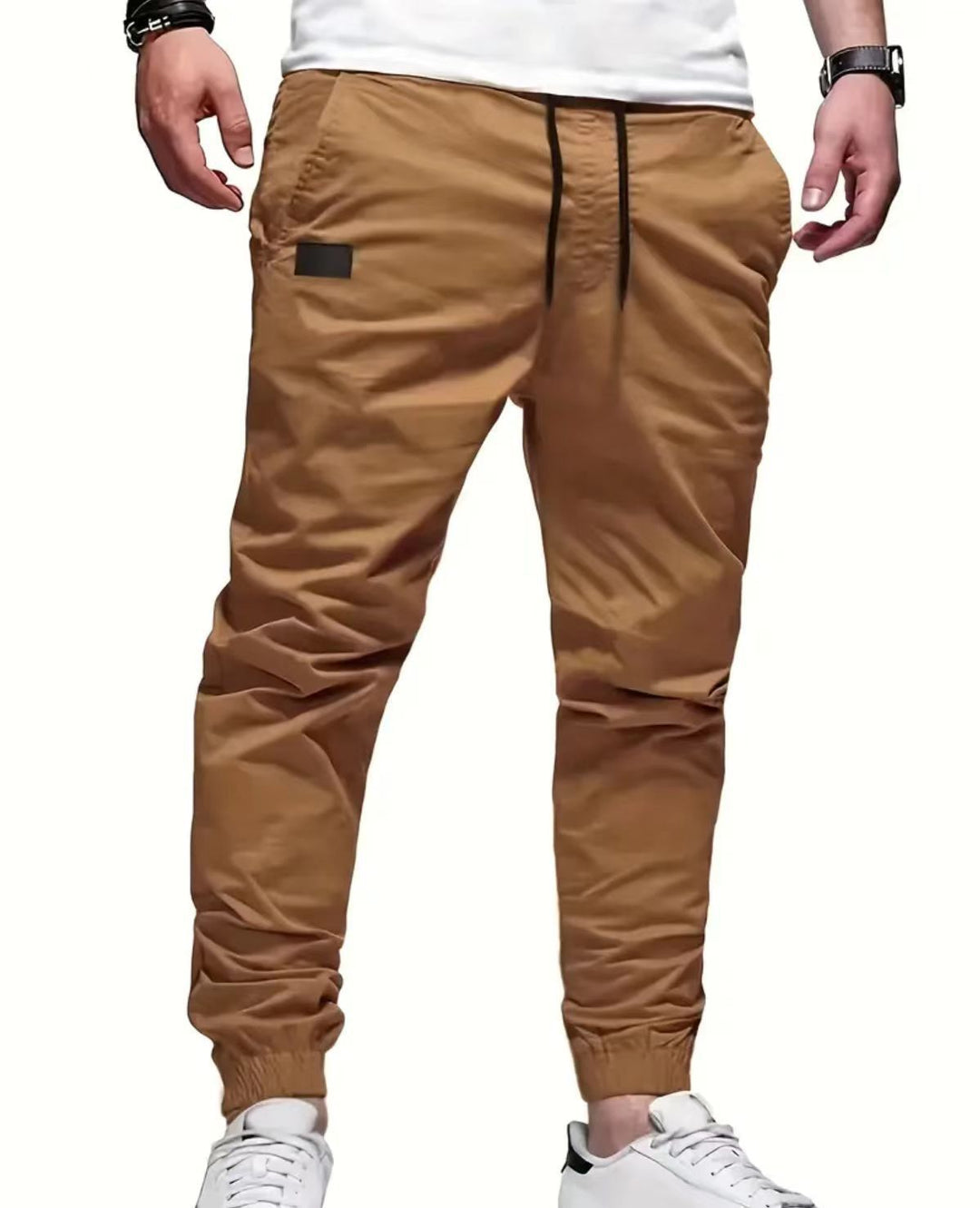 Herren urbaner tapered Twill-Jogger mit elastischem Knöchelabschluss Kordelbund und diskreter Utility-Tasche Drune