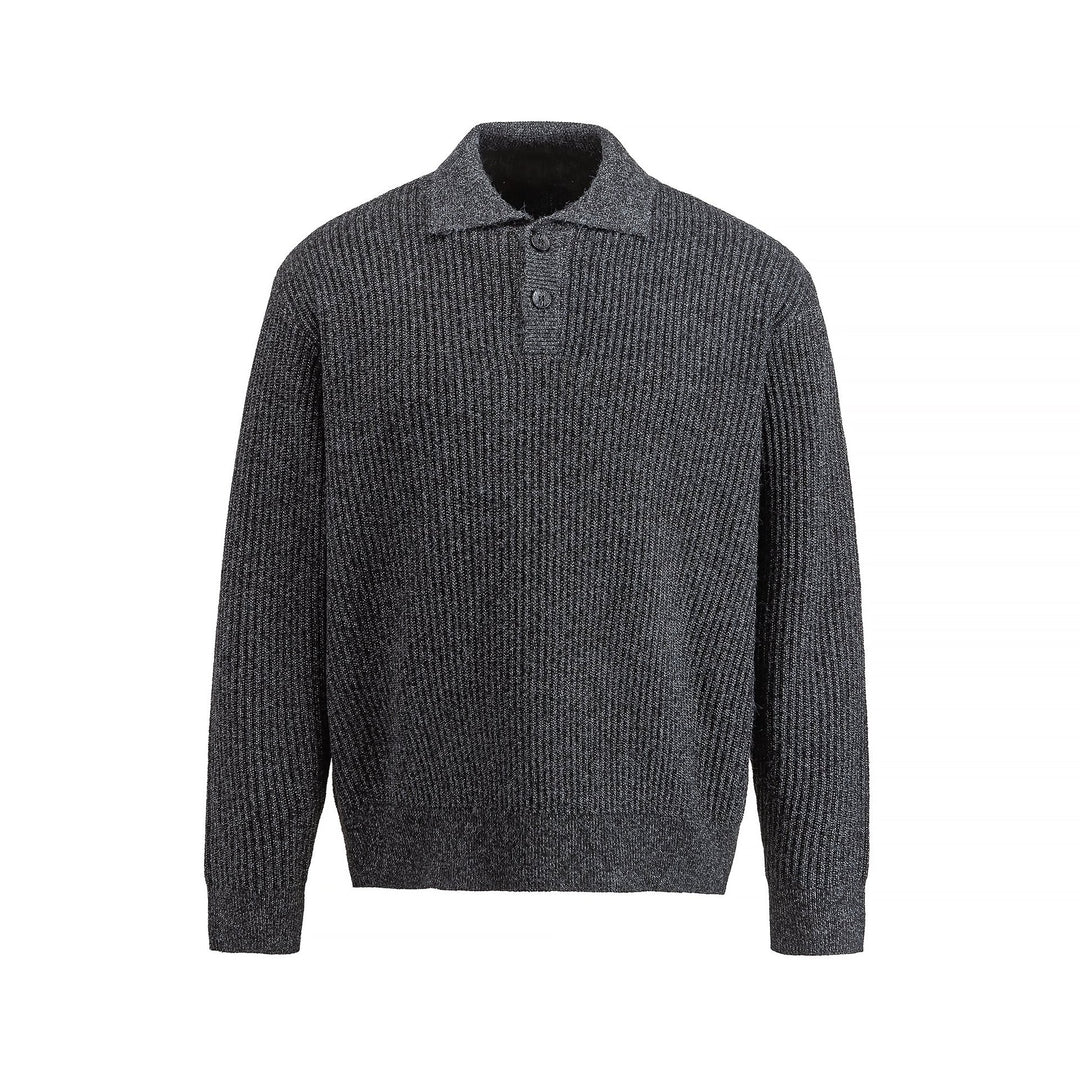 Herren Strickpullover mit Polokragen und markanter Rippenstruktur Drune