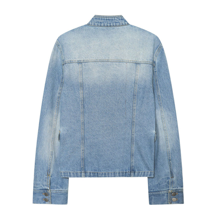 Damen Cropped Jeansjacke im Utility‑Look mit Schulterpatten und Pattentaschen Drune