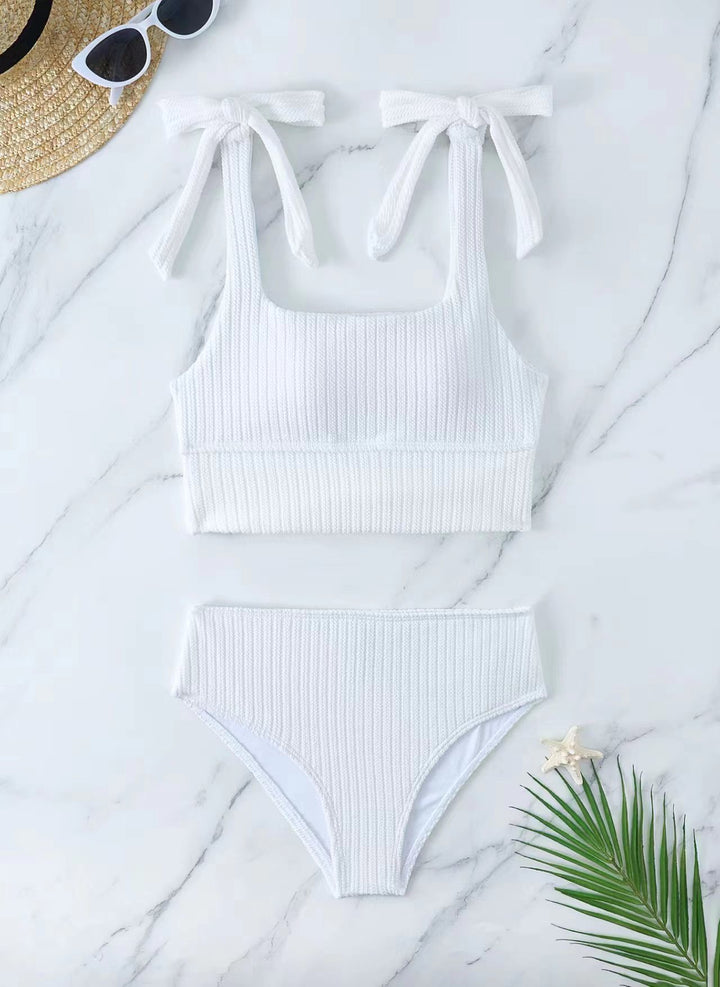 Damen Bikini-Set mit trendigem Rippdesign und verstellbaren Bindeträgern Drune