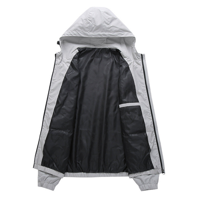 Herren Leichte Kapuzen-Windjacke mit wasserabweisender Oberfläche und verdecktem Reißverschluss Drune