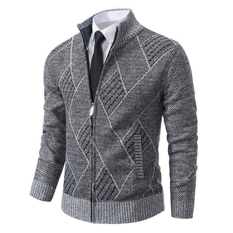 Herren Strickjacke mit modernem Zopfdesign und praktischem Reißverschluss Drune