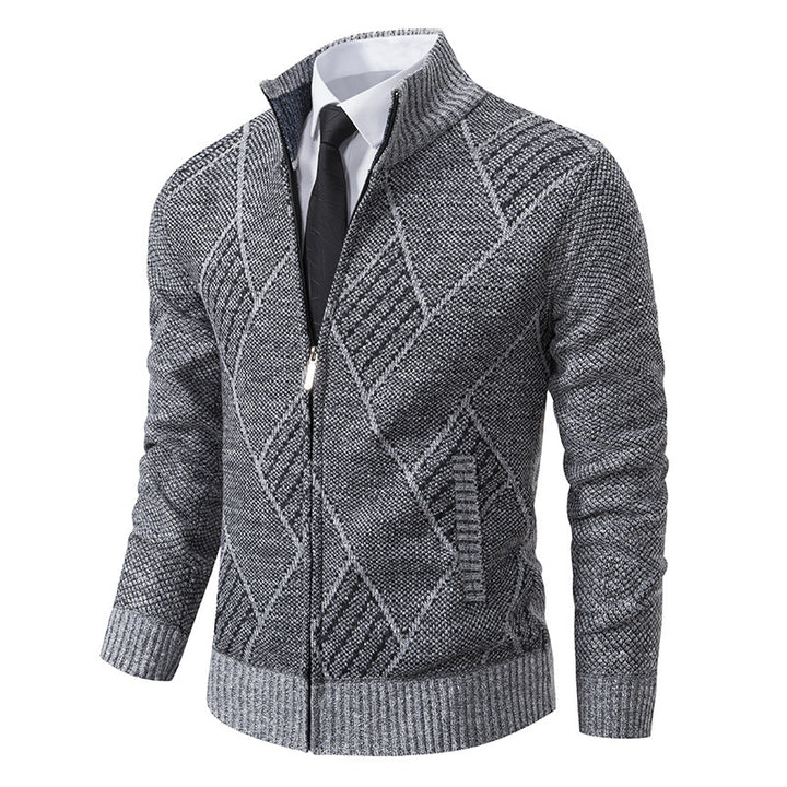 Herren Strickjacke mit modernem Zopfdesign und praktischem Reißverschluss Drune