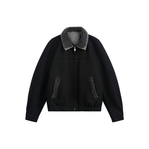 Herren Boxy-Bomberjacke mit Teddykragen, gefütterten Eingrifftaschen und elastischem Saum Drune