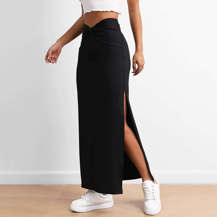 Damen Maxirock mit seitlichem Schlitz und modischem Knotendetail Drune