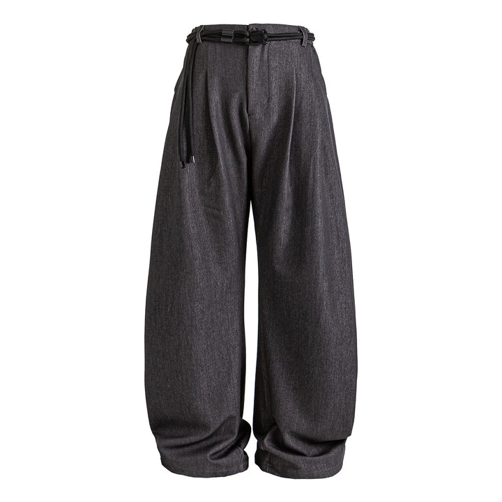 Damen Weite hochtaillierte Jeanshose mit Bundfalten, Kordelgürtel und Culotte-Schnitt Drune