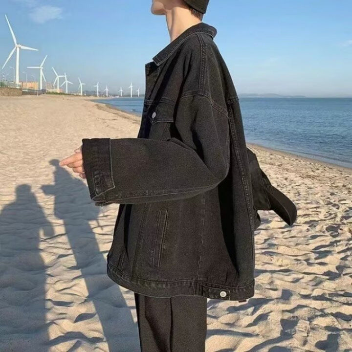 Herren lässige Oversized Denimjacke mit modischen Details Drune