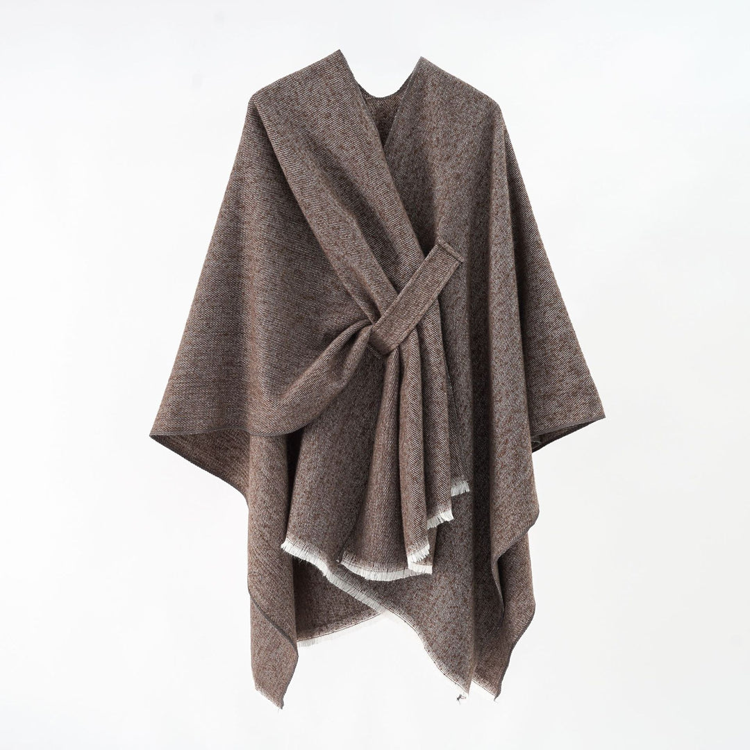 Damen Luxuriöser Oversize Poncho aus hochwertigem Mischgewebe Drune
