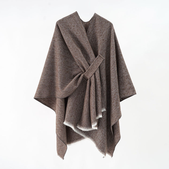 Damen Luxuriöser Oversize Poncho aus hochwertigem Mischgewebe Drune