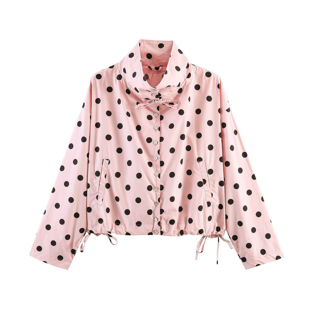 Damen Leichte Windjacke mit Stehkragen, Bindeschleife und Kordelzug Drune
