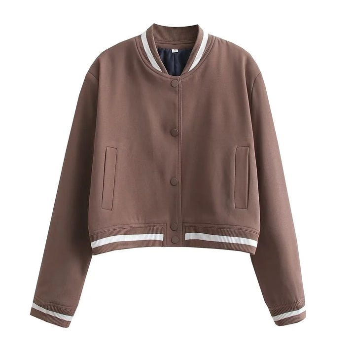 Damen modische Bomberjacke mit kontrastierendem Strickbund und praktischen Taschen Drune