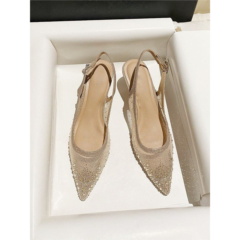 Damen elegante Slingback-Pumps mit funkelndem Netzdesign Drune