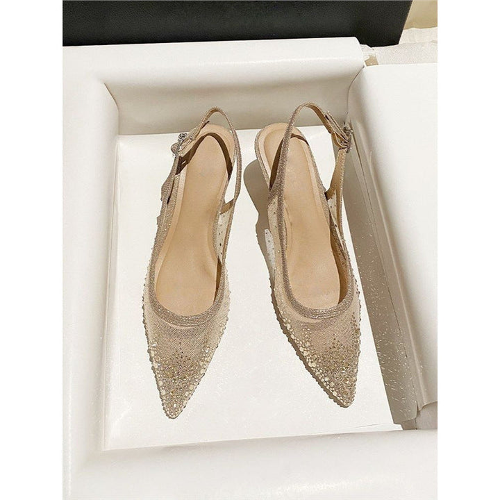 Damen elegante Slingback-Pumps mit funkelndem Netzdesign Drune