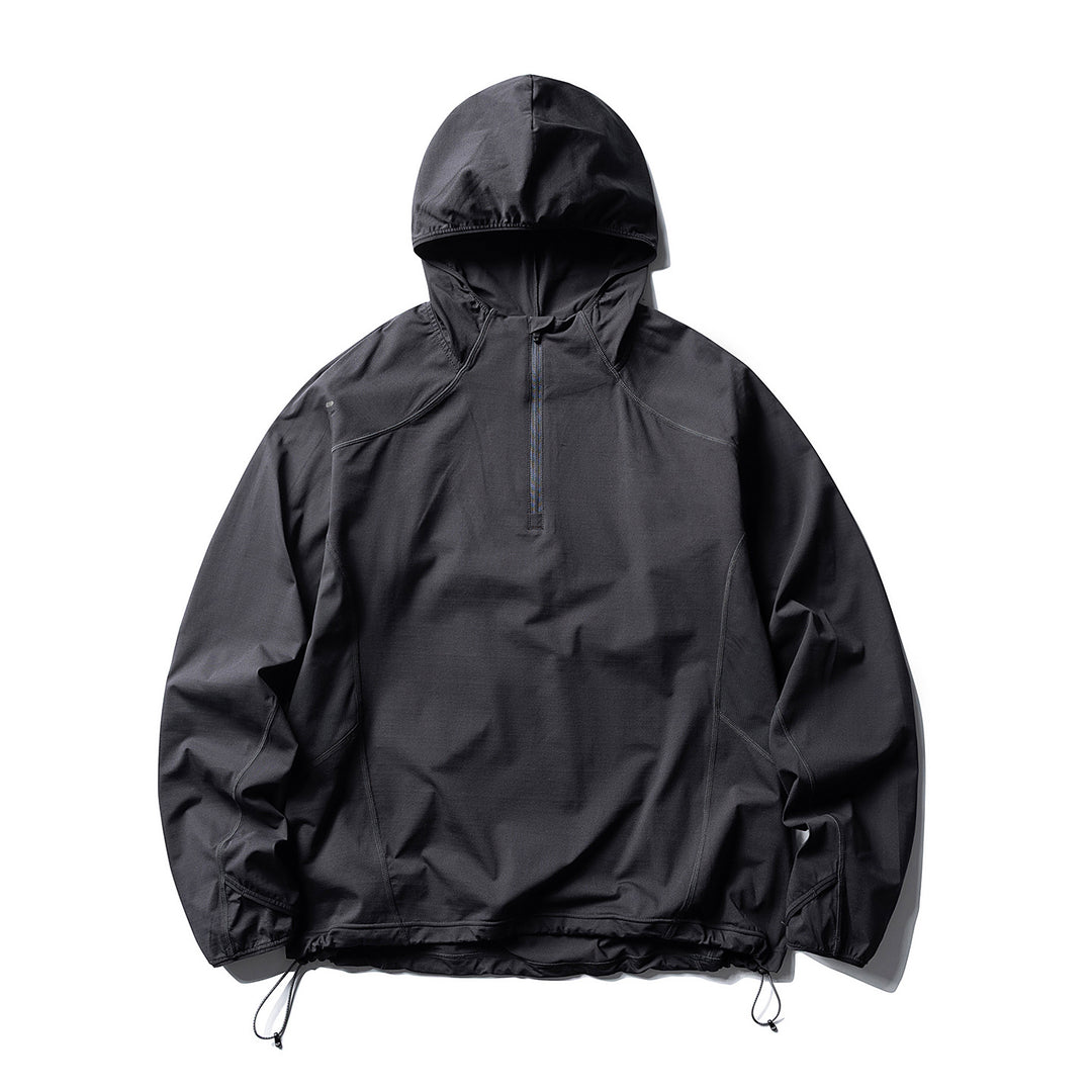 Unisex Atmungsaktiver Half-Zip-Kapuzenanorak mit Tunnelzugsaum und Flatlock‑Nähten Drune