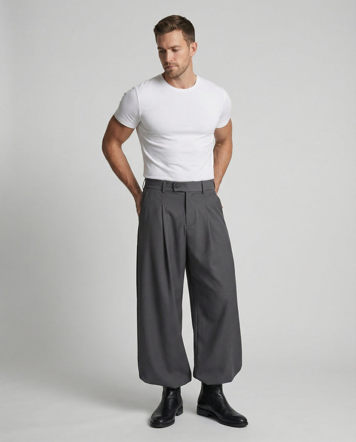 Lockere Oversize Herren Stoffhose Casual Streetwear Weites Bein Unisex