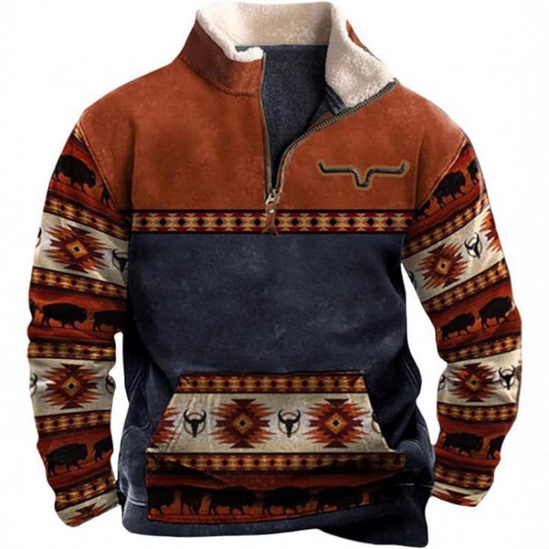 Herren Wärmender Fleece-Pullover mit Stehkragen Drune