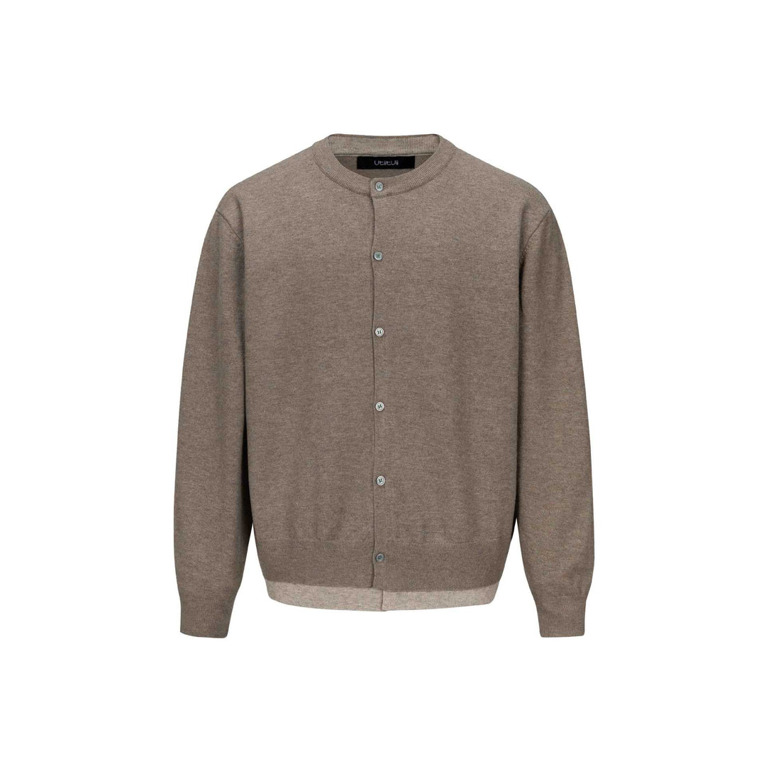 Herren Feinstrick-Cardigan mit Rundhals, durchgehender Knopfleiste und geripptem Saum Drune