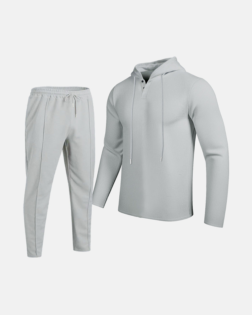 Herren Sportliches Zweiteiler Set mit atmungsaktivem Kapuzenoberteil und schlanker Jogginghose Drune