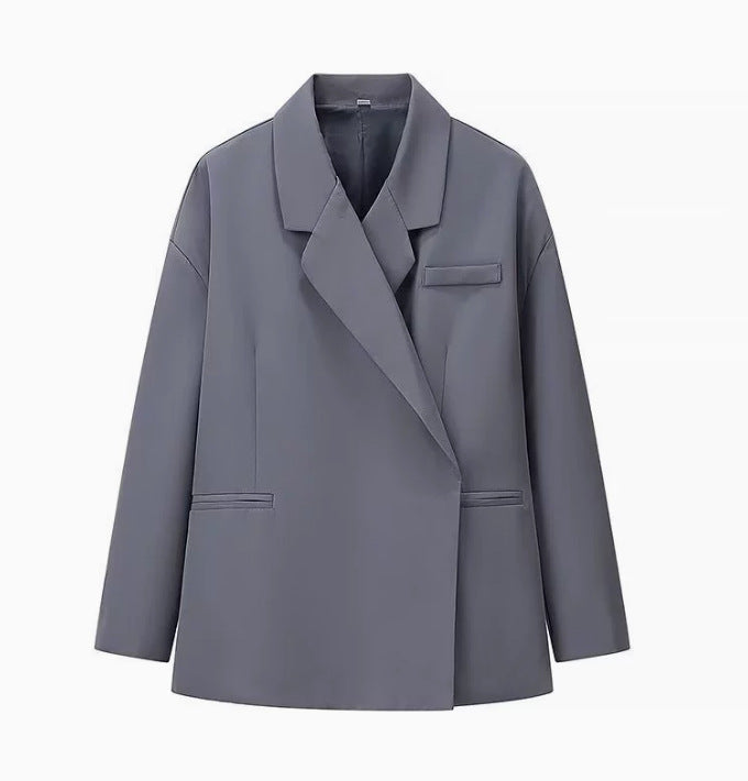 Damen 300+ Boxy-Oversize Blazer mit fallendem Revers, verdeckter Knopfleiste und Leistentaschen Drune