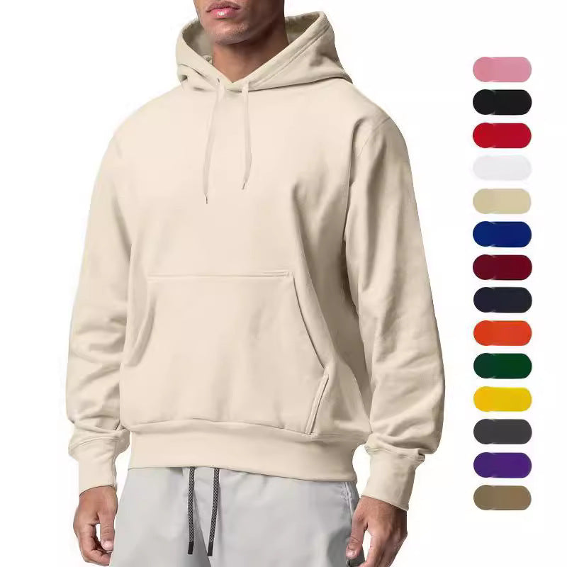 Herren nan Kapuzenpullover mit Kängurutasche, Relaxed-Fit und gerippten Bündchen Drune