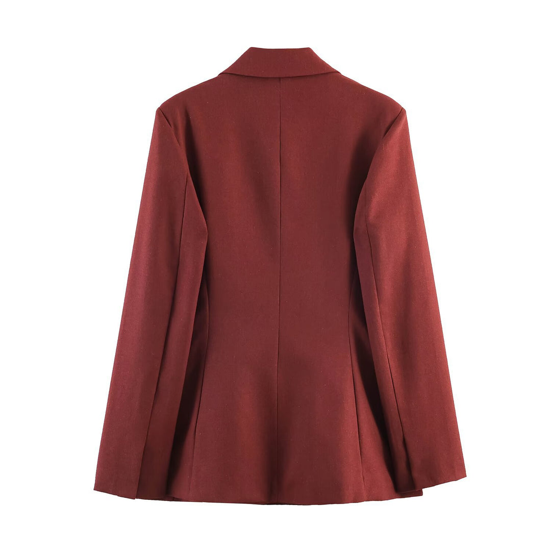 Damen Zweiteiliges Anzug-Set Wickelblazer mit Bindegürtel und Palazzo-Hose Drune