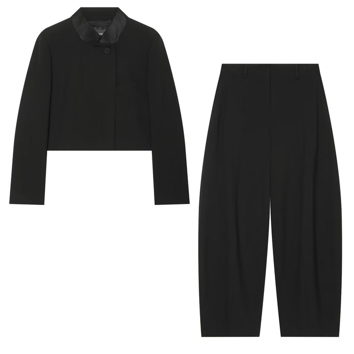 Damen Cropped‑Blazerjacke im Boxy‑Schnitt mit kurzem Stehkragen Drune