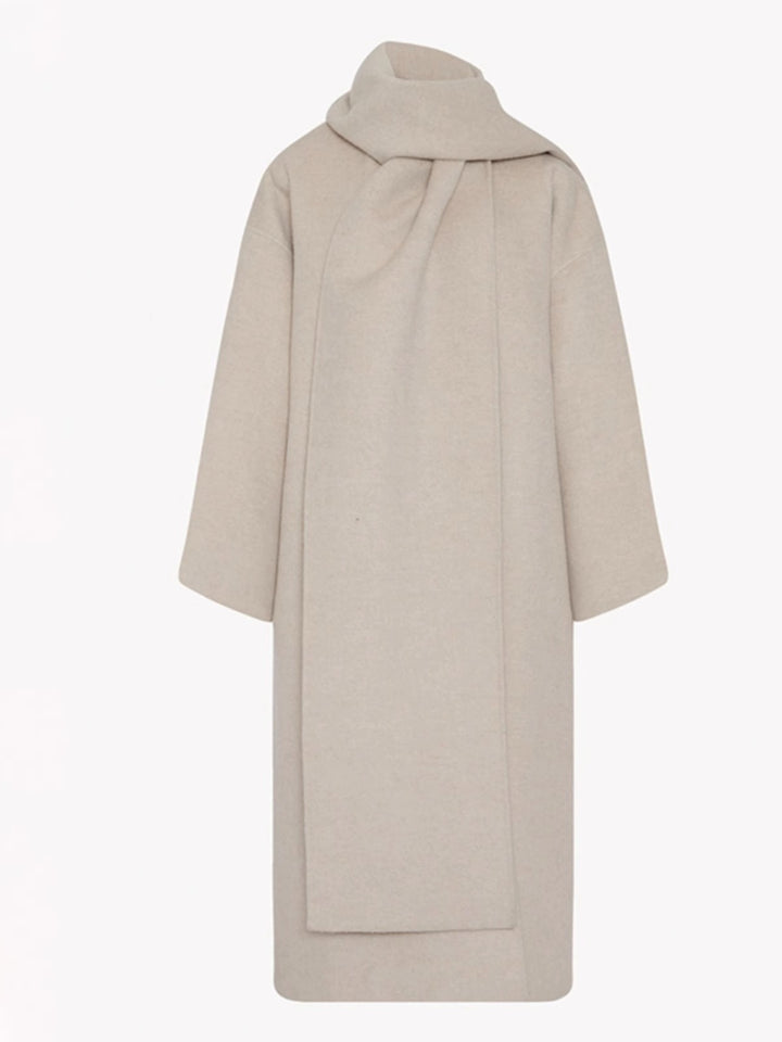 Damen Eleganter und zeitloser Wool-Poncho mit Schal Drune
