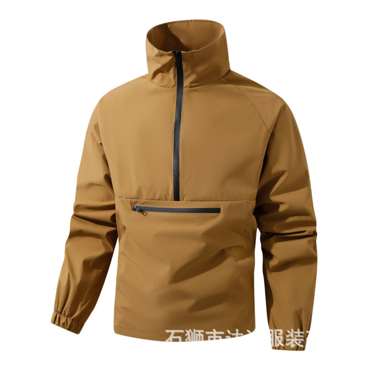 Herren Wind- und Wasserabweisende Anorak-Pulloverjacke mit Halbreißverschluss und Kängurutasche Drune