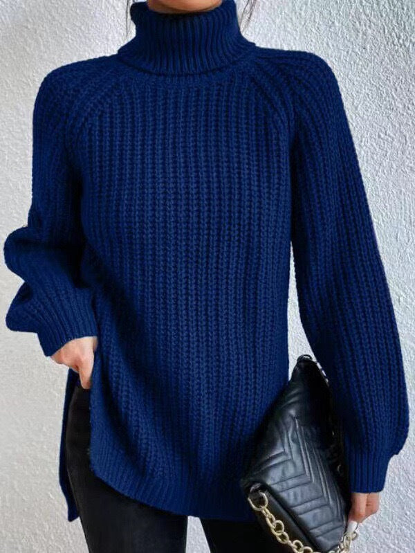 Damen Grobstrickpullover mit hohem Kragen und strukturiertem Muster Drune