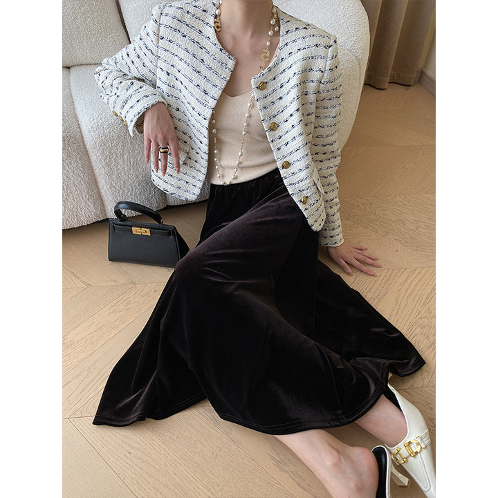 Damen elegante Bouclé-Jacke mit dekorativen Knöpfen Drune