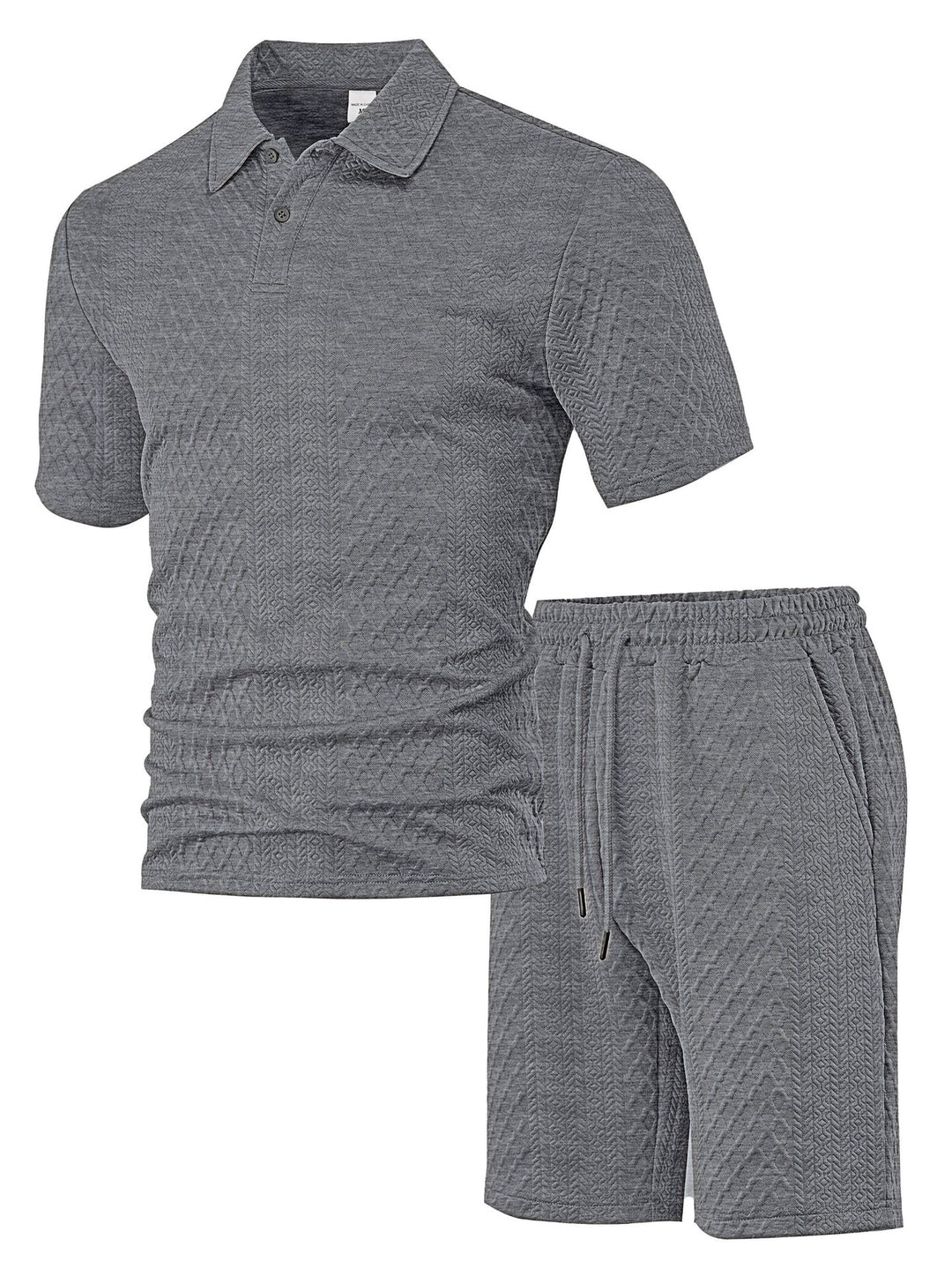 Herren nan strukturiertes Poloshirt- und Bermudashorts-Set aus gesteppter Baumwollmischung Drune