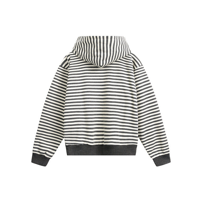 Unisex Gestreifter Kapuzenpullover im Boxy-Cut mit Raglanärmeln Drune
