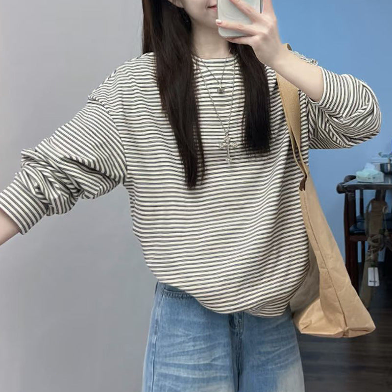 Damen lässiges Streifen-Langarmshirt Drune