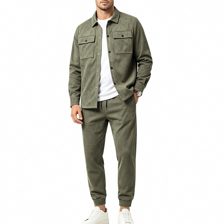 Herren Overshirt- und Jogginghose-Set aus weichem Baumwollmix Drune