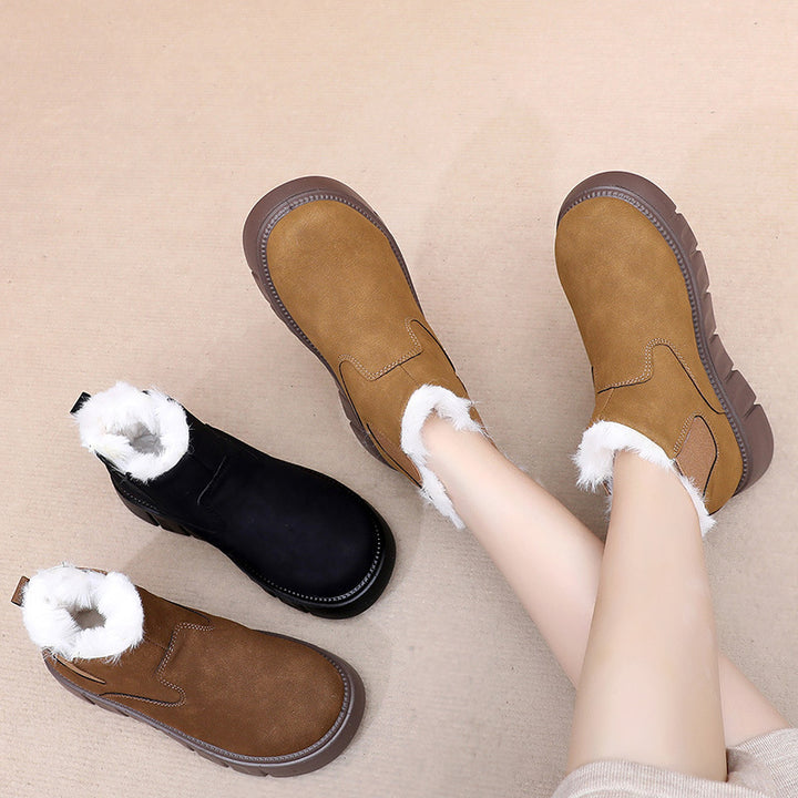 Damen Warme und stilvolle Stiefeletten mit rutschfester Sohle Drune
