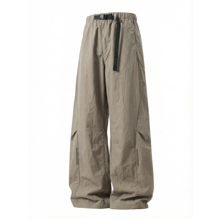 Unisex Weite technische Cargo-Hose mit elastischem Bund, integriertem Gurt und verstellbarem Beinabschluss Drune