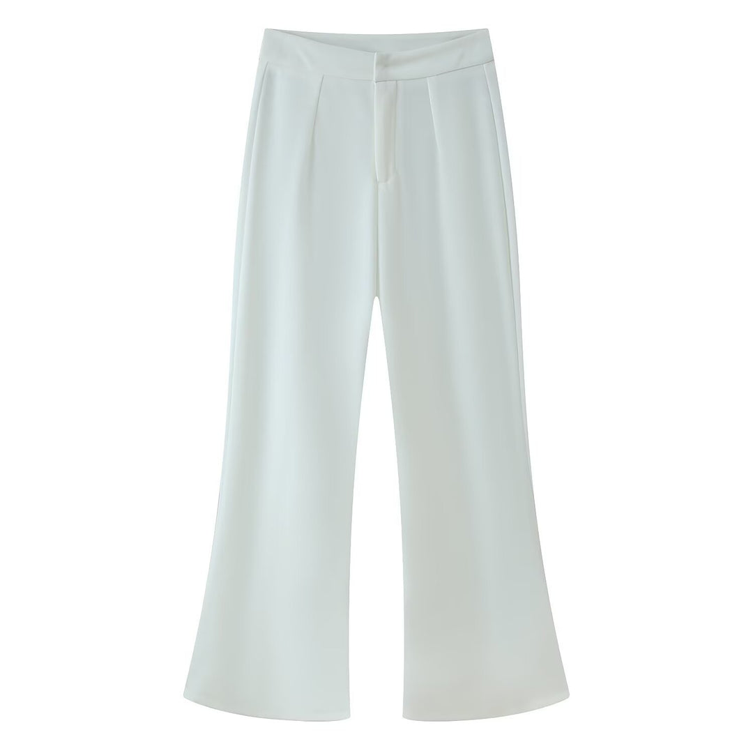 Damen hochtaillierte Palazzo‑Hose mit weitem Bein, Bundfalten und verdecktem Verschluss Drune