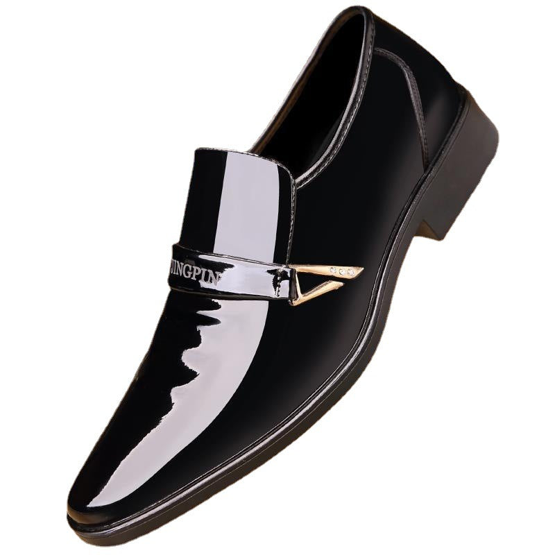 Herren Lackoptik-Loafer mit dekorativer Metall-Zierschnalle und schlanker Eleganz Drune