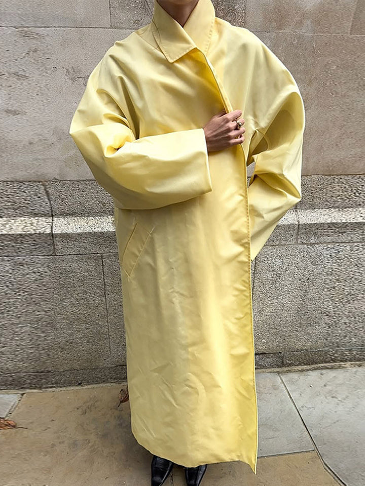 Damen Maxilanger Oversize-Mantel im Cocoon-Schnitt mit verdeckter Knopfleiste Drune