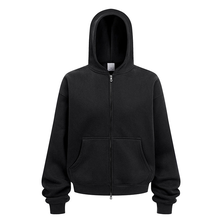 Damen entspannte Kapuzenjacke aus weichem Sweatmaterial mit praktischen Seitentaschen Drune