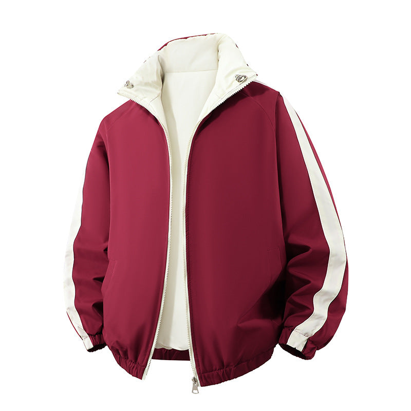 Herren Kurz geschnittene Thermo-Pufferjacke mit hohem, verstellbarem Stehkragen und kontrastierter Innenfütterung Drune