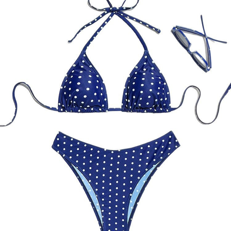 Damen Triangel-Bikini mit dekorativen Punkten Drune