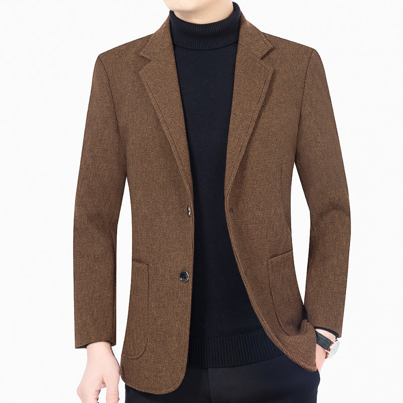 Herren Strukturierter Strickblazer mit Reverskragen und aufgesetzten Taschen Drune