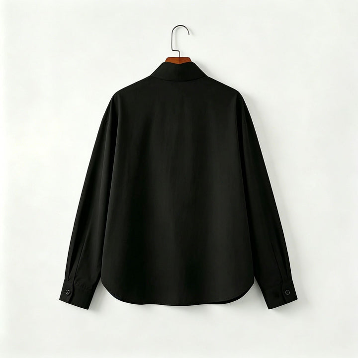 Damen Oversized Hemd mit Stehkragen und verdeckter Knopfleiste Drune