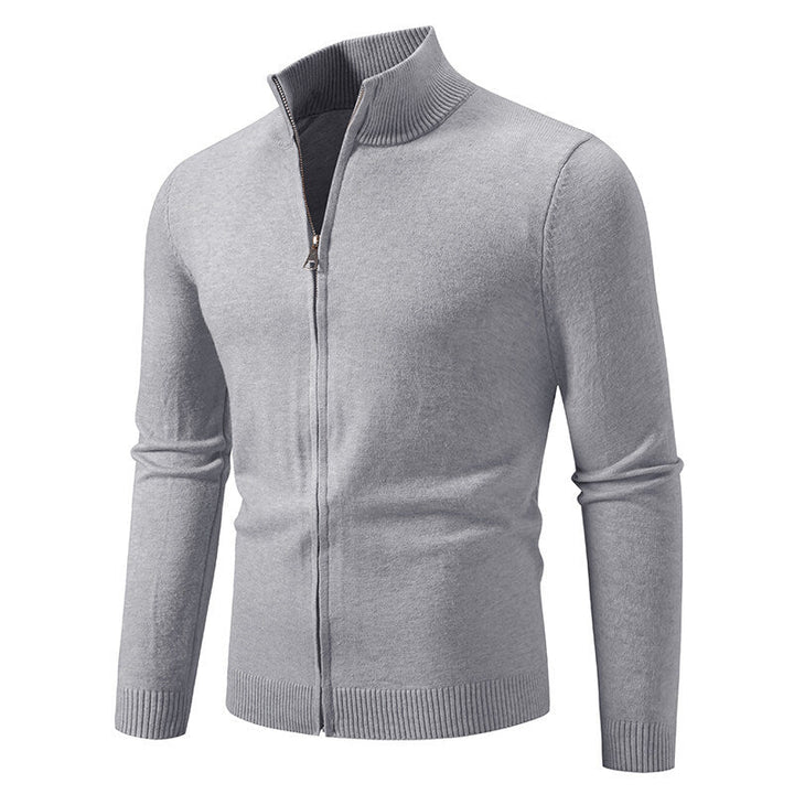 Herren Strickjacke mit modernem Stehkragen und funktionalem Reißverschluss Drune